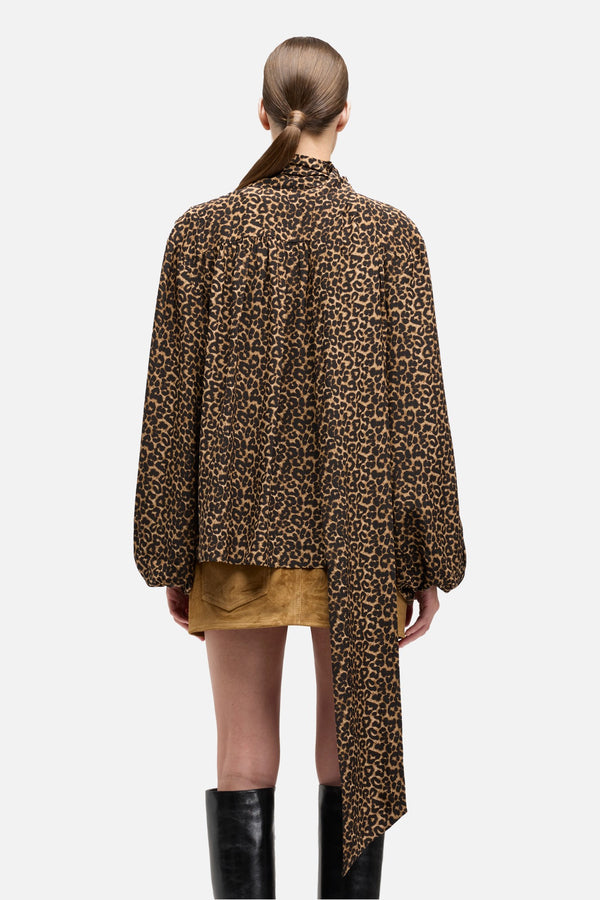 Silk Bow Shirt in Leo