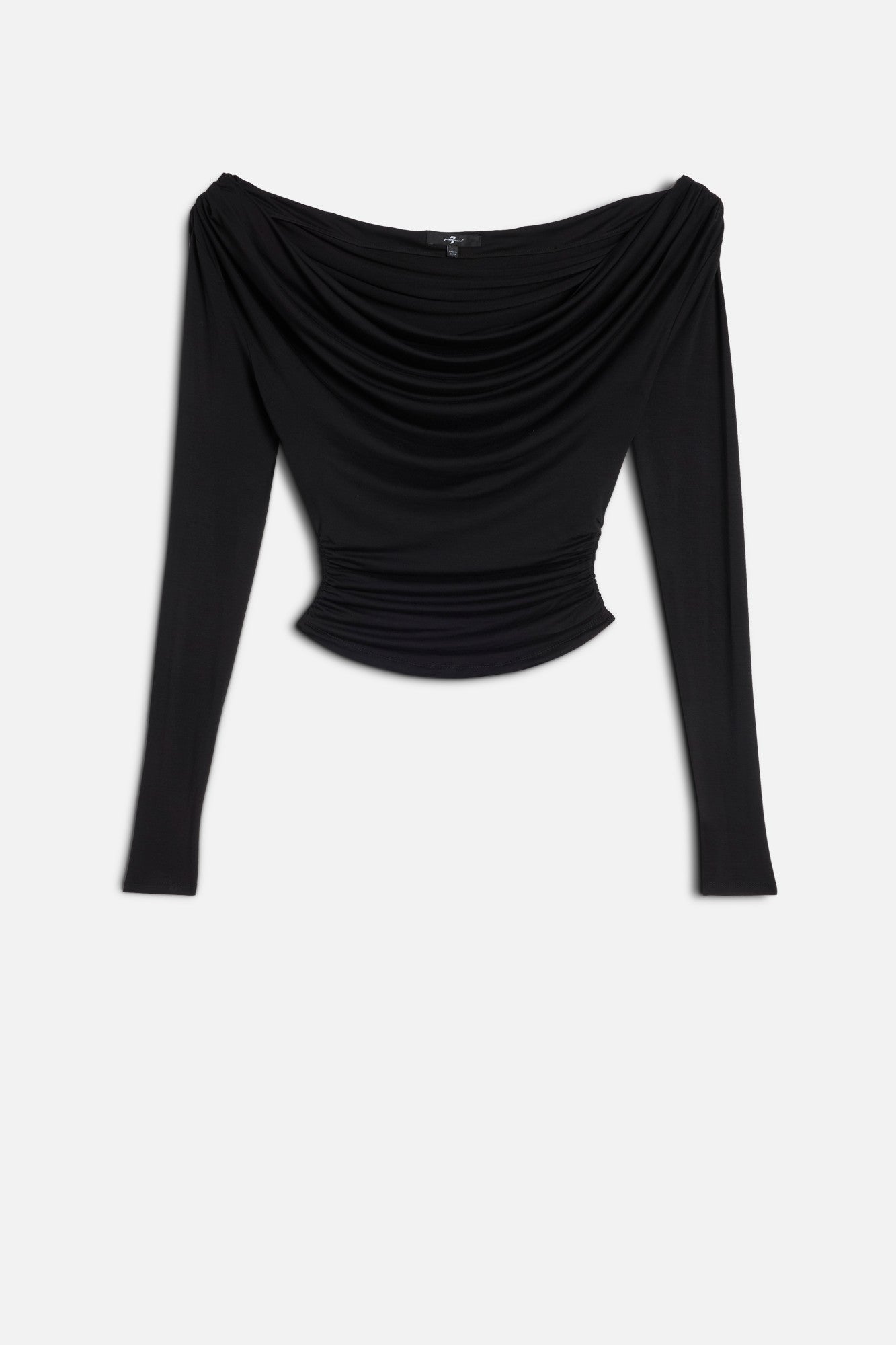Long Sleeve Draped Top in Black | 7 For All Mankind