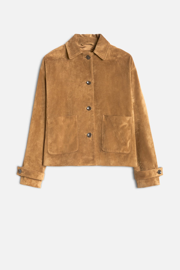 CROPPED CHORE JACKET in Suede