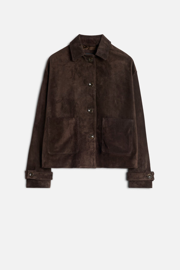 CROPPED CHORE JACKET in Suede