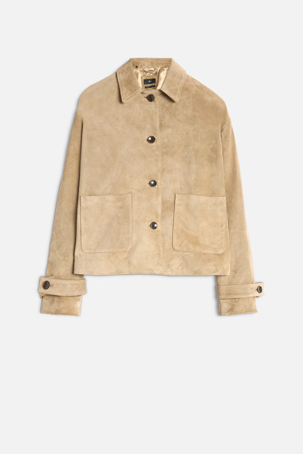 CROPPED CHORE JACKET in Suede