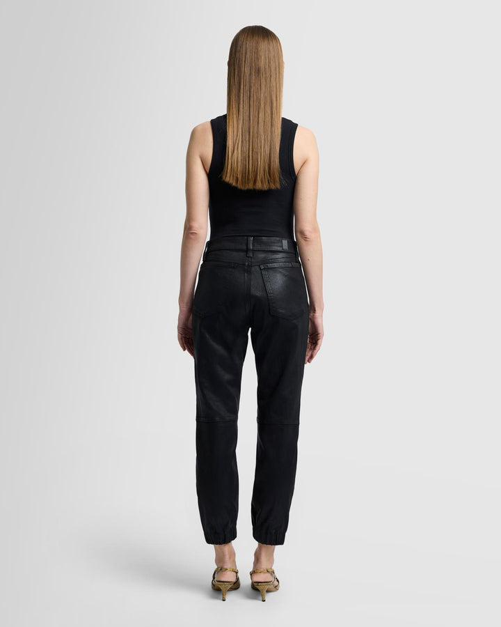 Darted Boyfriend Jogger In Coated Black