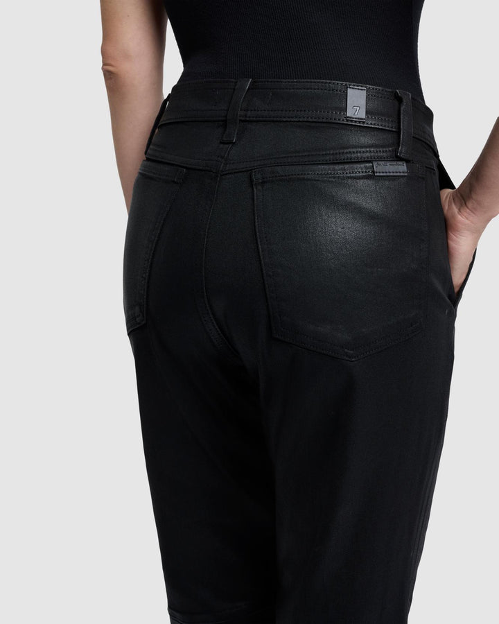 Darted Boyfriend Jogger In Coated Black