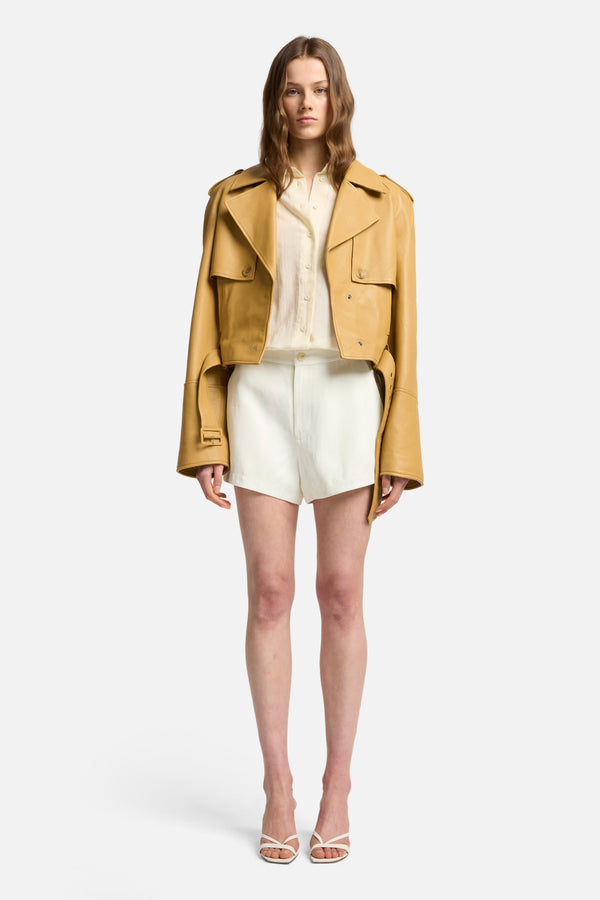 Linen Blend Chino Short in Ivory