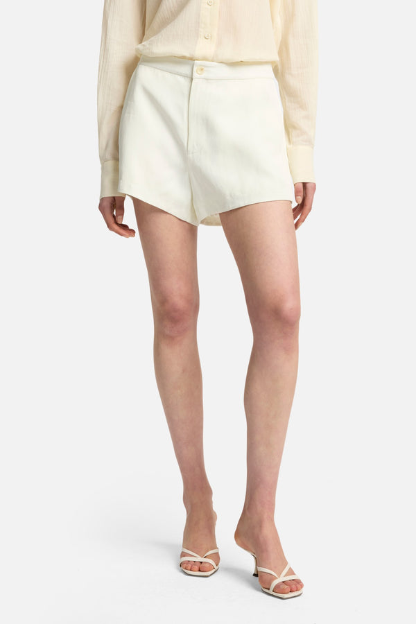 Linen Blend Chino Short in Ivory