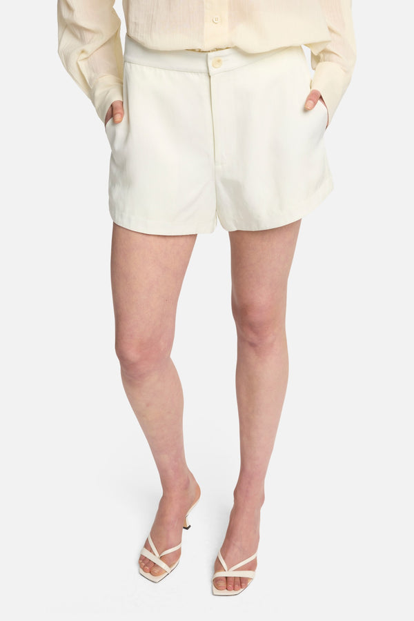 Linen Blend Chino Short in Ivory