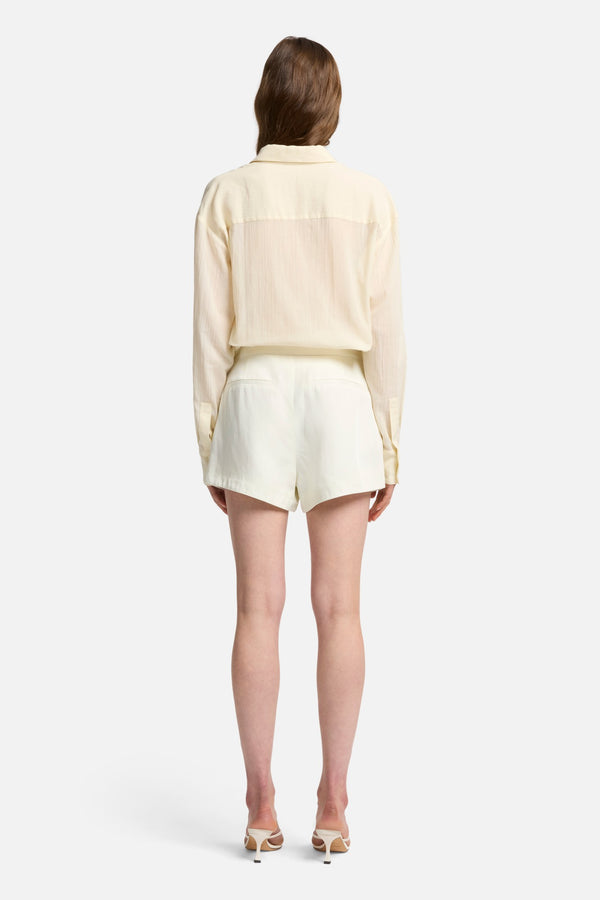 Linen Blend Chino Short in Ivory