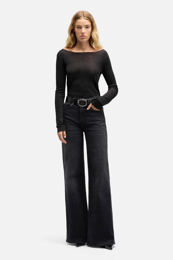 Boatneck Sweater in Black Lurex
