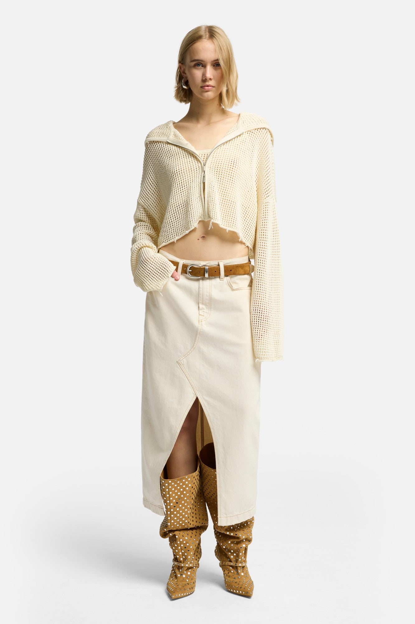 Denim Midi Skirt in Solitary Star | 7 For All Mankind