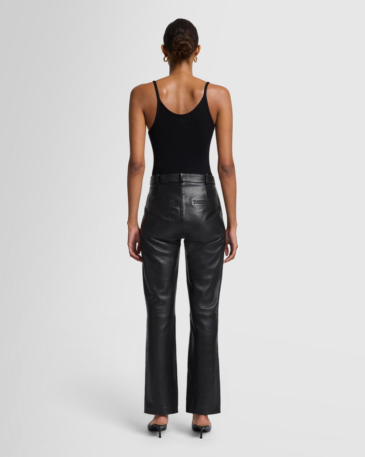 Italian Leather Stovepipe Pant in Black