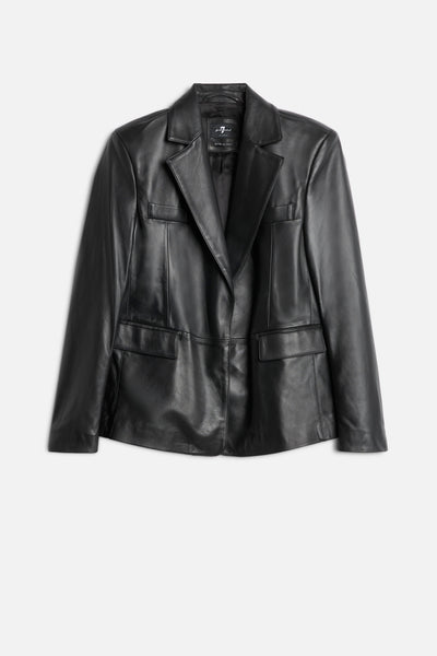 Italian Leather Blazer in Black