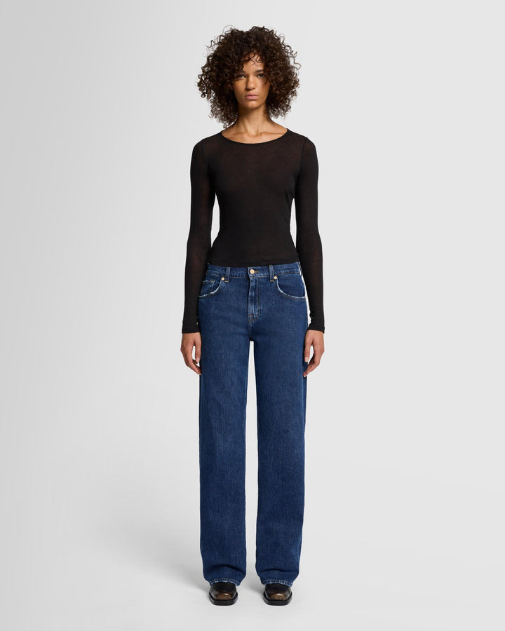 Sheer Long Sleeve Tee in Black