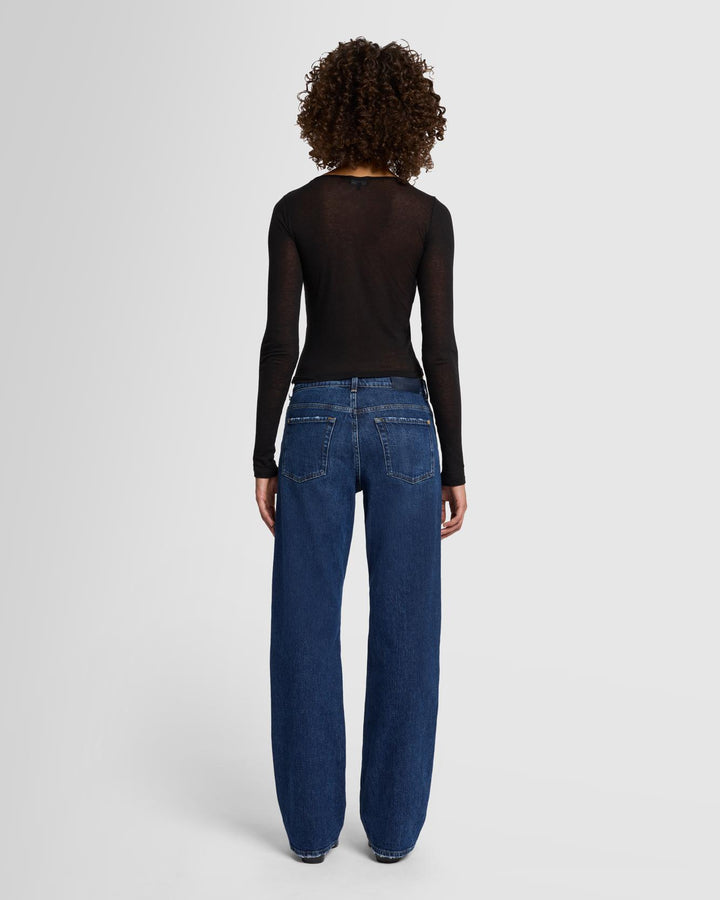 Sheer Long Sleeve Tee in Black
