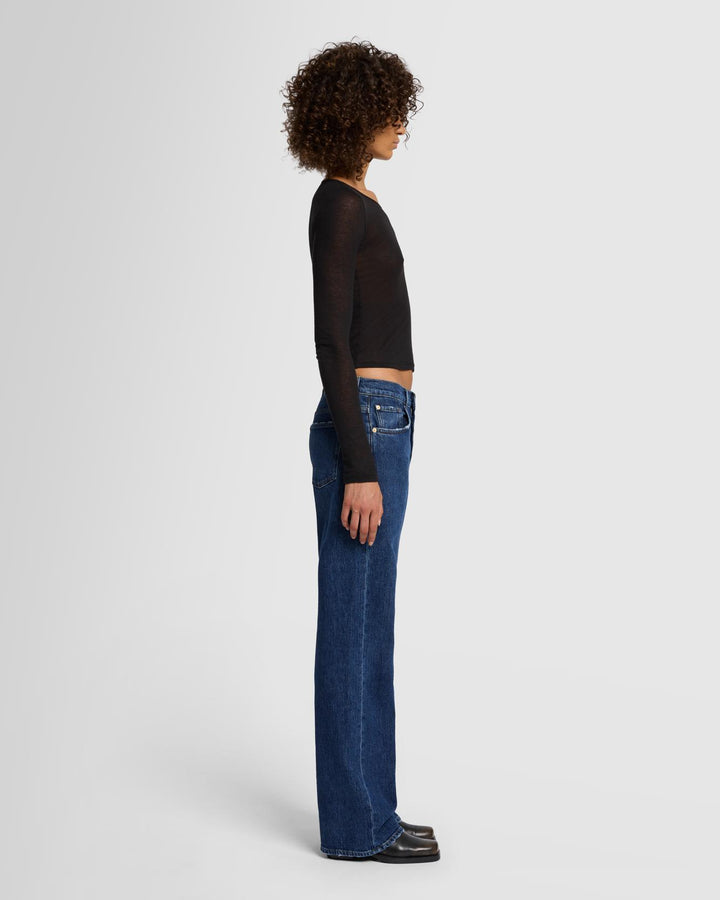 Sheer Long Sleeve Tee in Black