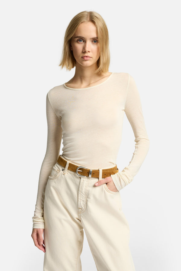 Long Sleeve Crew in White