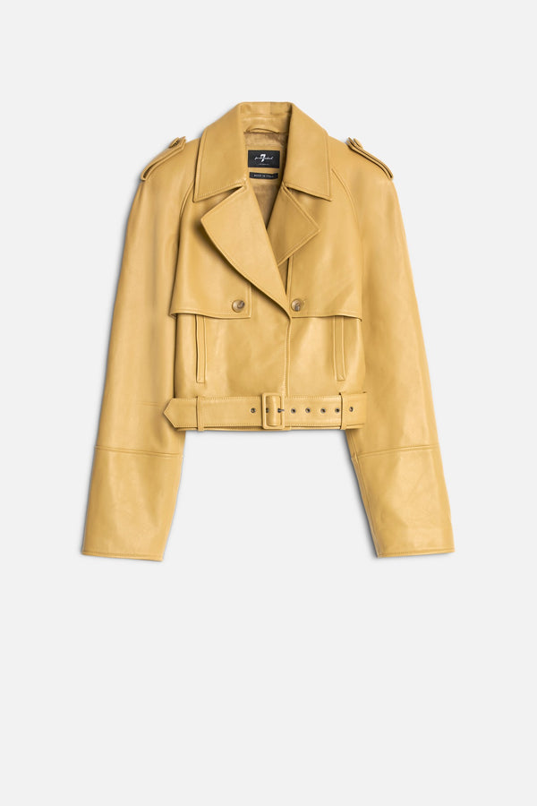 CROPPED BIKER JACKET in Leather