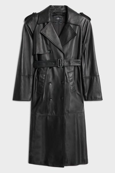 Leather Trench Coat in Black