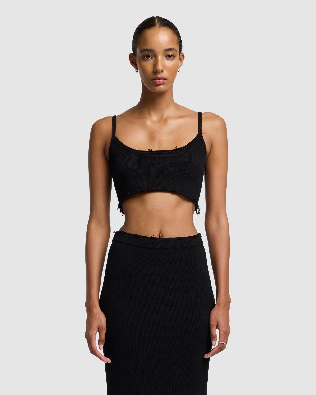 7 for all mankind Distressed Knit Cropped Tank Tops
