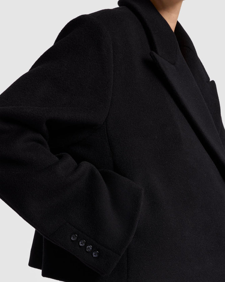 Cropped Wool Jacket in Black | 7 For All Mankind