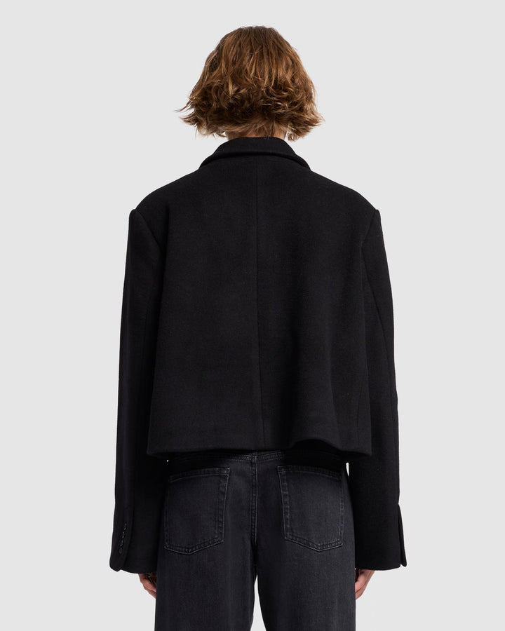Cropped Wool Jacket in Black