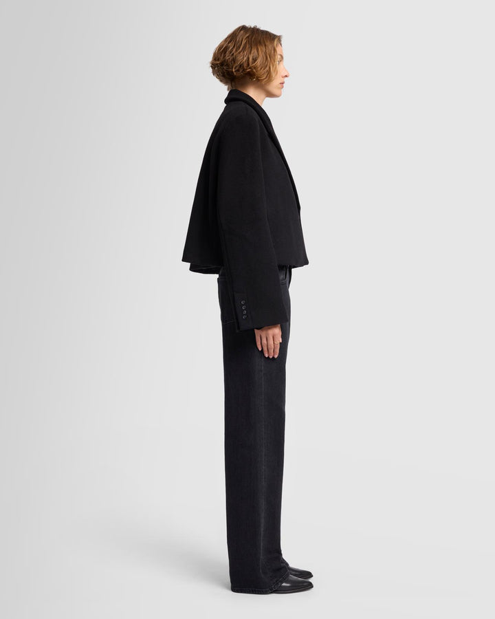 Cropped Wool Jacket in Black