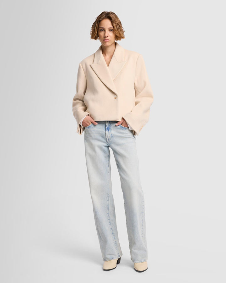 Cropped Wool Jacket in Milk