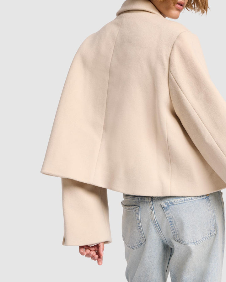 Cropped Wool Jacket in Milk