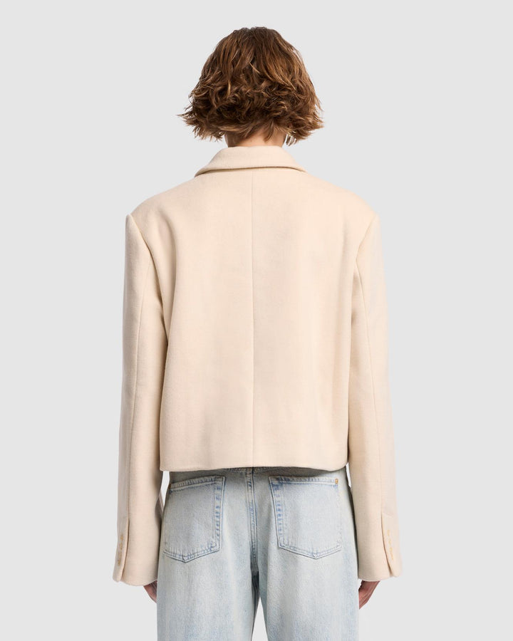 Cropped Wool Jacket in Milk