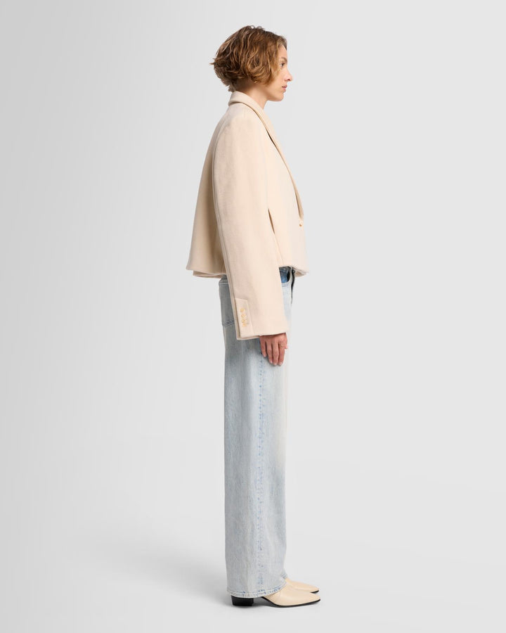 Cropped Wool Jacket in Milk