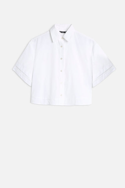 DOUBLE SHORT SLEEVE SHIRT in Poplin Optical White
