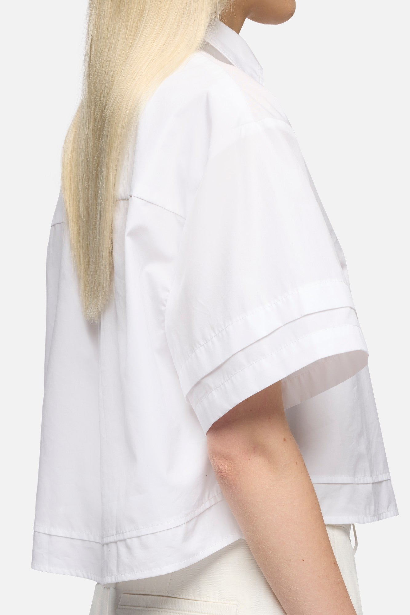 DOUBLE SHORT SLEEVE SHIRT in Poplin Optical White | 7 For All Mankind