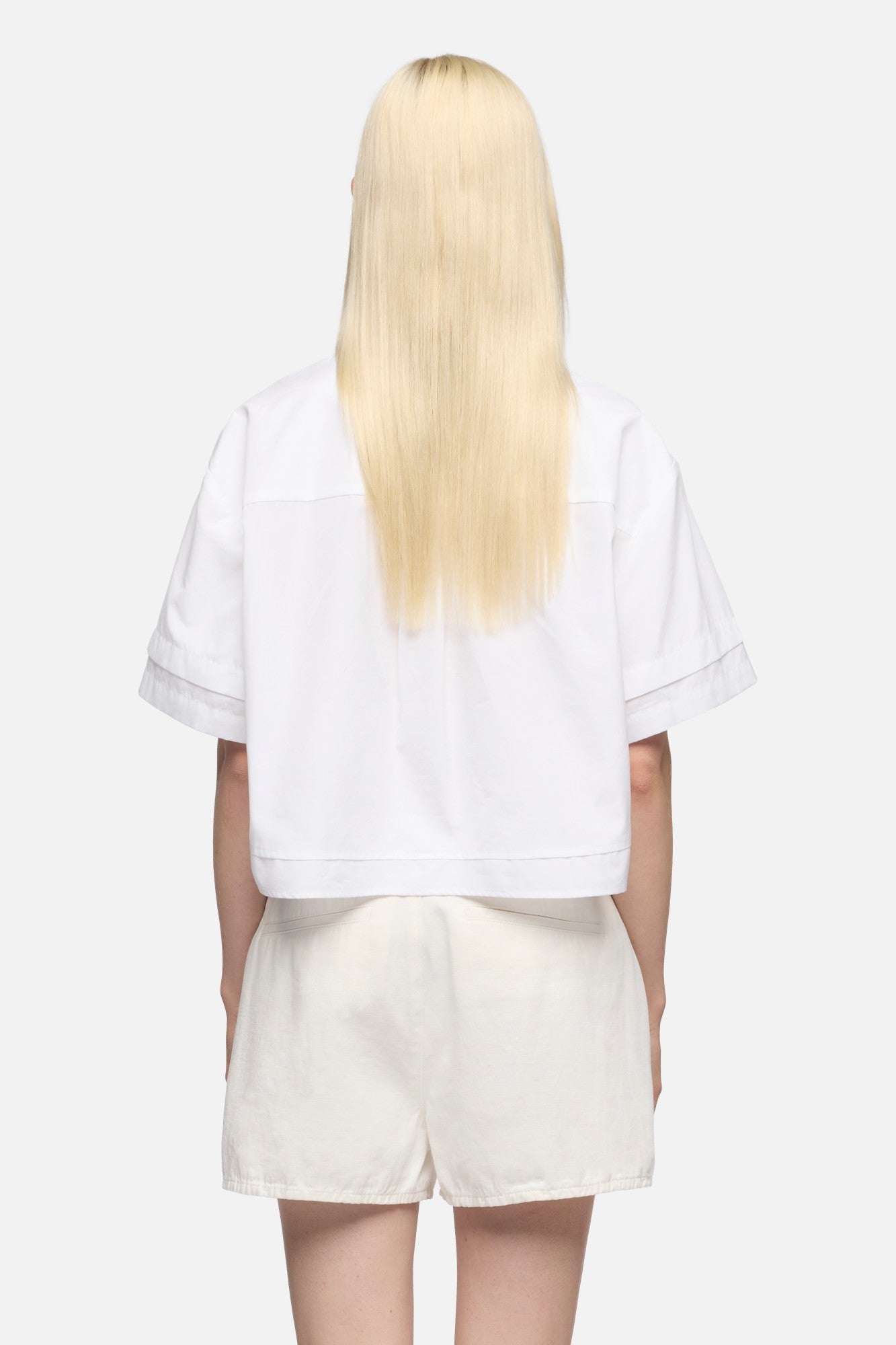 DOUBLE SHORT SLEEVE SHIRT in Poplin Optical White | 7 For All Mankind