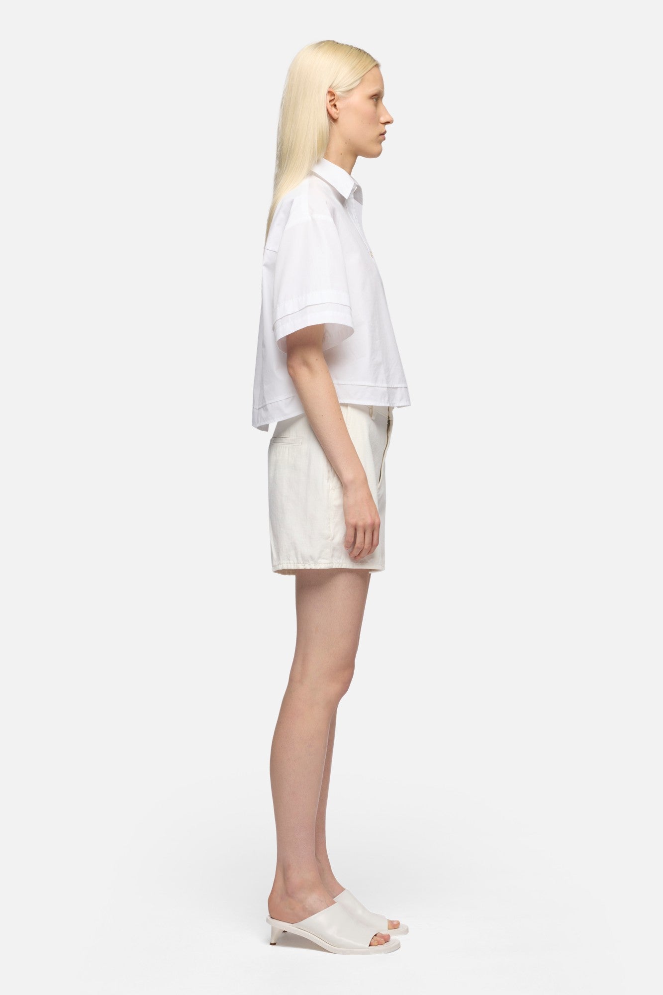 DOUBLE SHORT SLEEVE SHIRT in Poplin Optical White | 7 For All Mankind