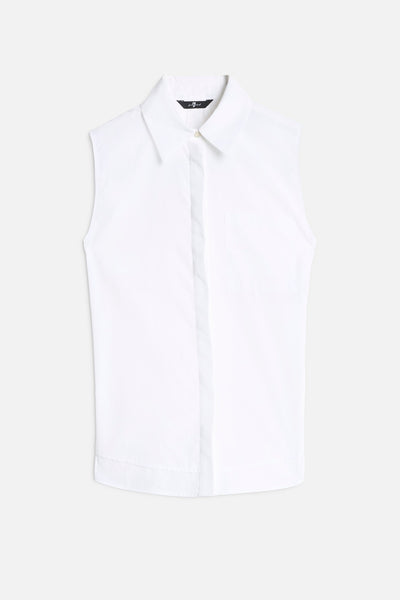 OPEN BACK SLEEVELESS SHIRT in Poplin Optical White
