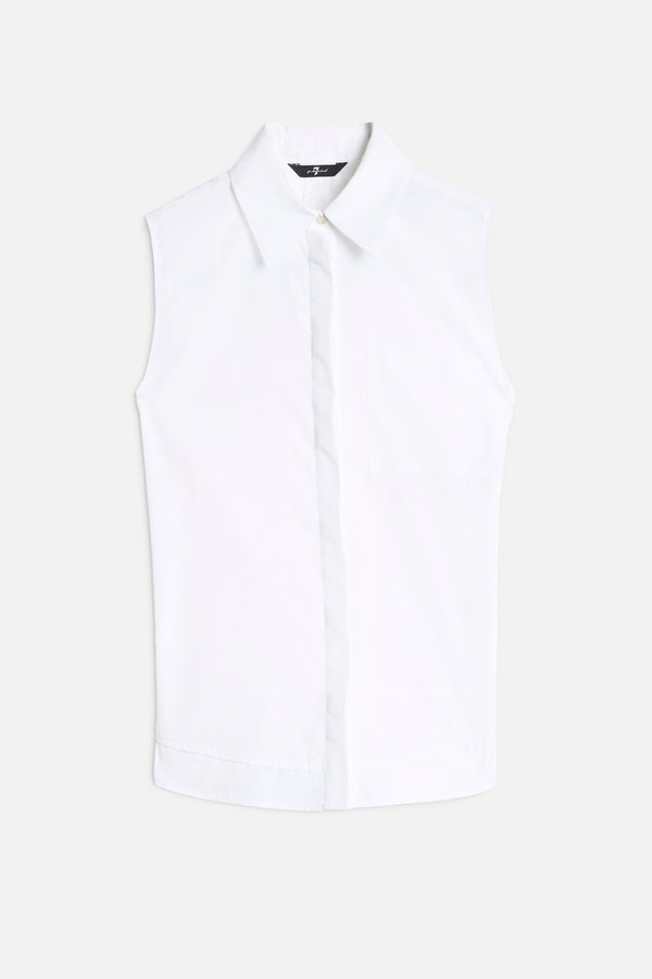 OPEN BACK SLEEVELESS SHIRT in Poplin