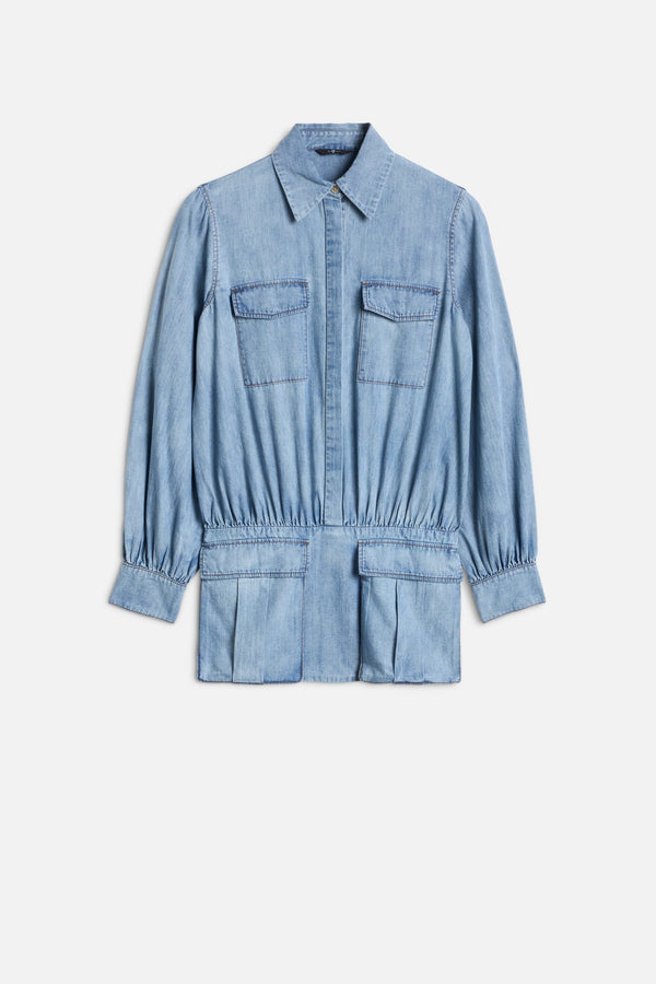 UTILITY MINI DRESS in Chambray