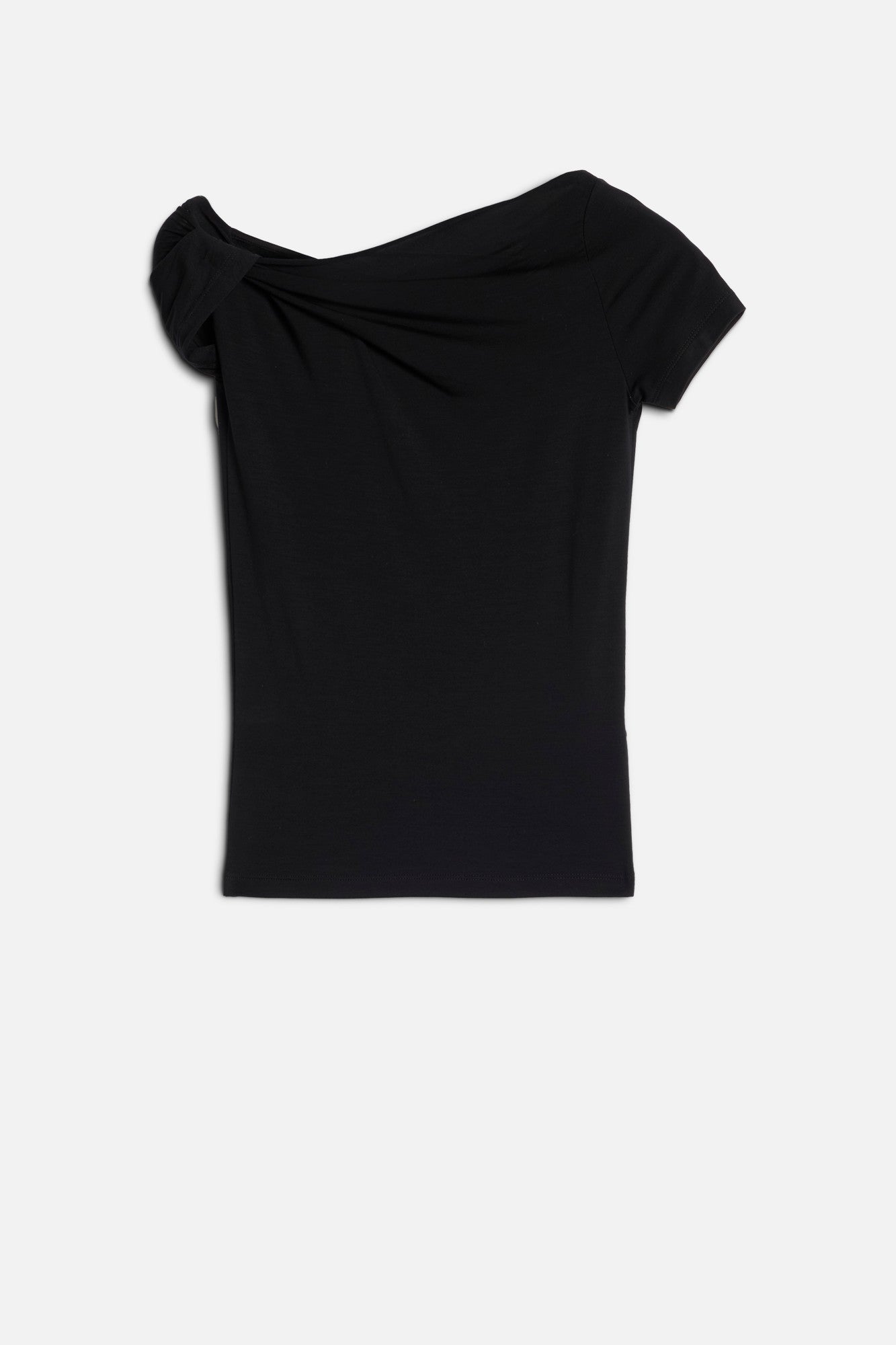 TWISTED SHOULDER TEE in Lyocell Black | 7 For All Mankind