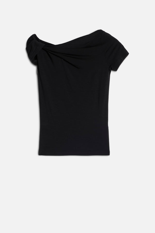 TWISTED SHOULDER TEE in Lyocell