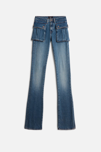 CARGO LOW SKINNY BOOT in Denim Velocity