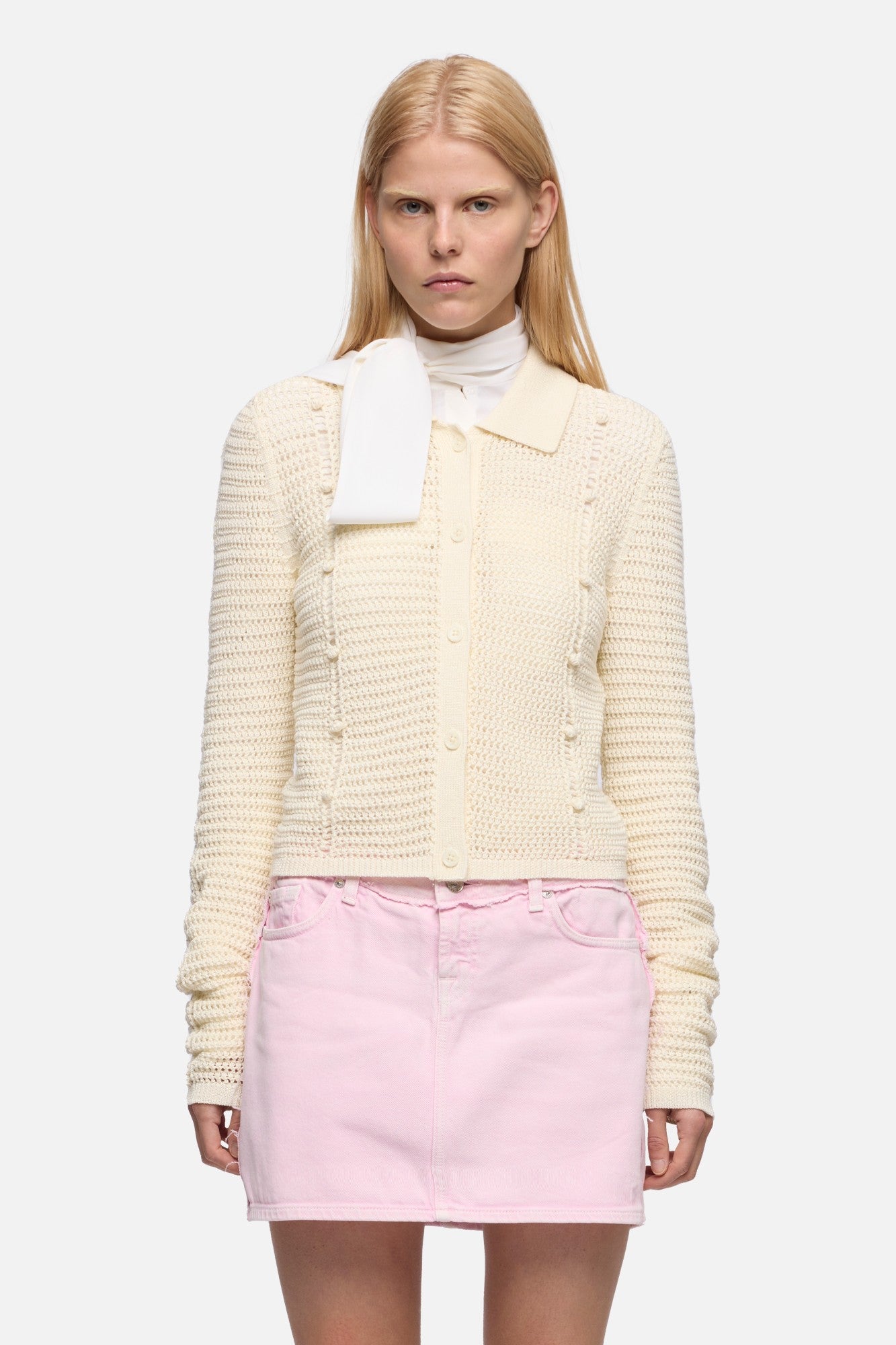BOBBLE CARDIGAN in Ecru | 7 For All Mankind