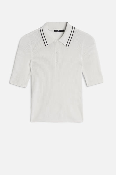 PIPED COLLAR POLO in White