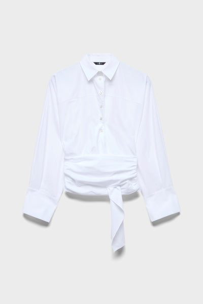 WAIST TIE SHIRT in Poplin Optical White