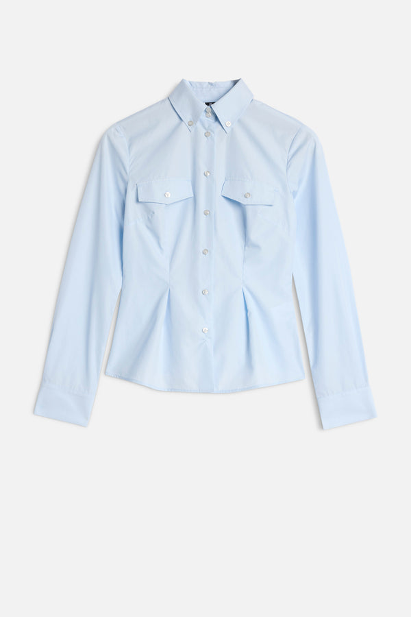 SLANT MILITARY SHIRT in Poplin