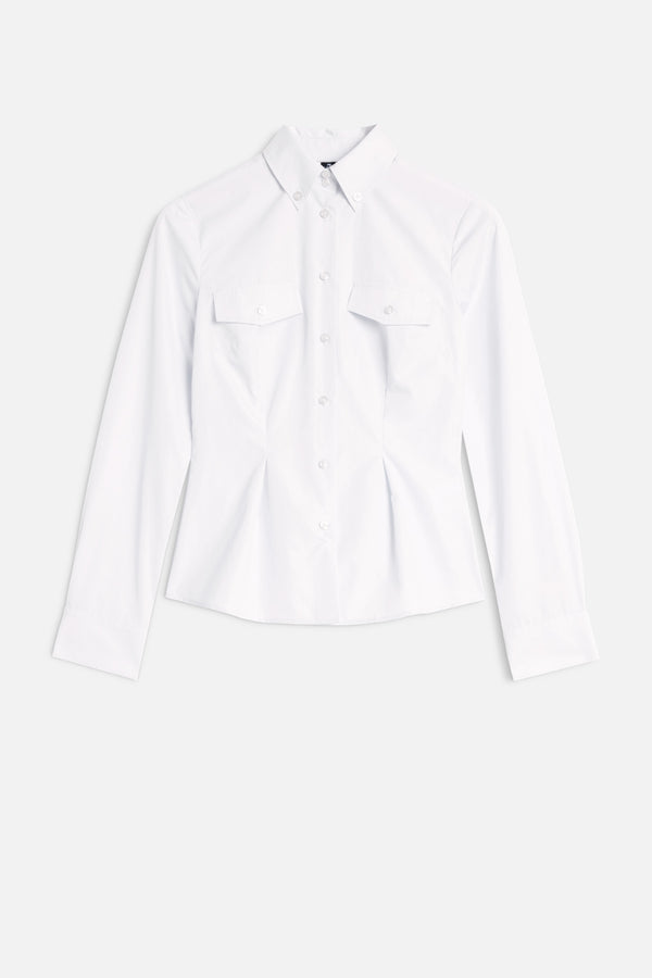 SLANT MILITARY SHIRT in Poplin