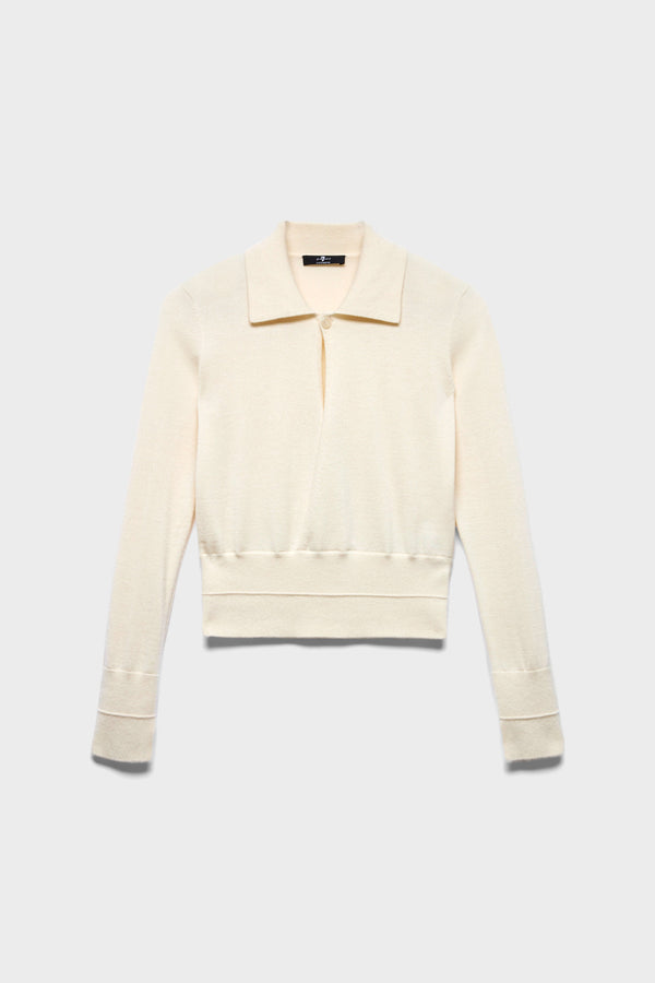 DOUBLE RIB POLO SWEATER in Cashmere