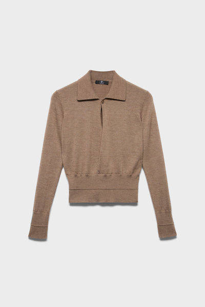 DOUBLE RIB POLO SWEATER in Cashmere Sandcastle
