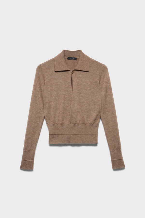 DOUBLE RIB POLO SWEATER in Cashmere