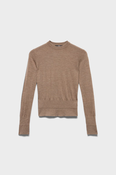 DOUBLE RIB CREWNECK SWEATER in Cashmere Sandcastle
