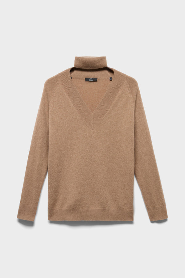 LARGE RIB V-NECK SWEATER in Cashmere