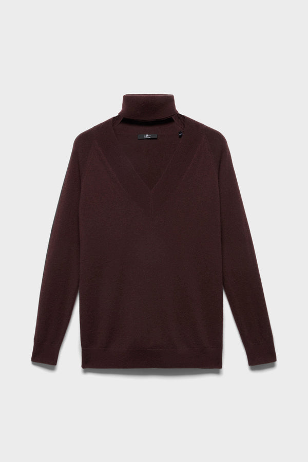 LARGE RIB V-NECK SWEATER in Cashmere